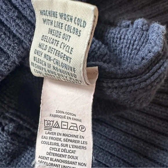 L.L.Bean Women’s XL Navy Blue Double L Cable Knit Sweater 100% Cotton Fisherman - Picture 6 of 14
